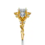 Złoty pierścionek liście żółte złoto SBPZ_029